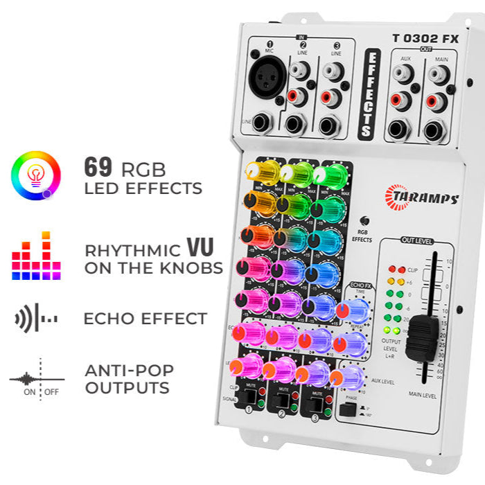 Taramps Mixer T 0302 FX MULTICOLOR 3 Channel